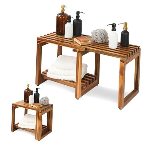 Adjustable Length 29 Inches Shower Stool Bench Chair Waterproof Small 29 IN
