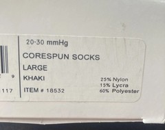 NEW Core-Spun 20-30mmHg Gradient Compression Support Socks Size L Khaki