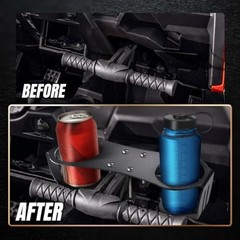 Grab Bar Dual Cup Holder,Motorcycle A3 Steel Powder Coated Drink Holder BLACK