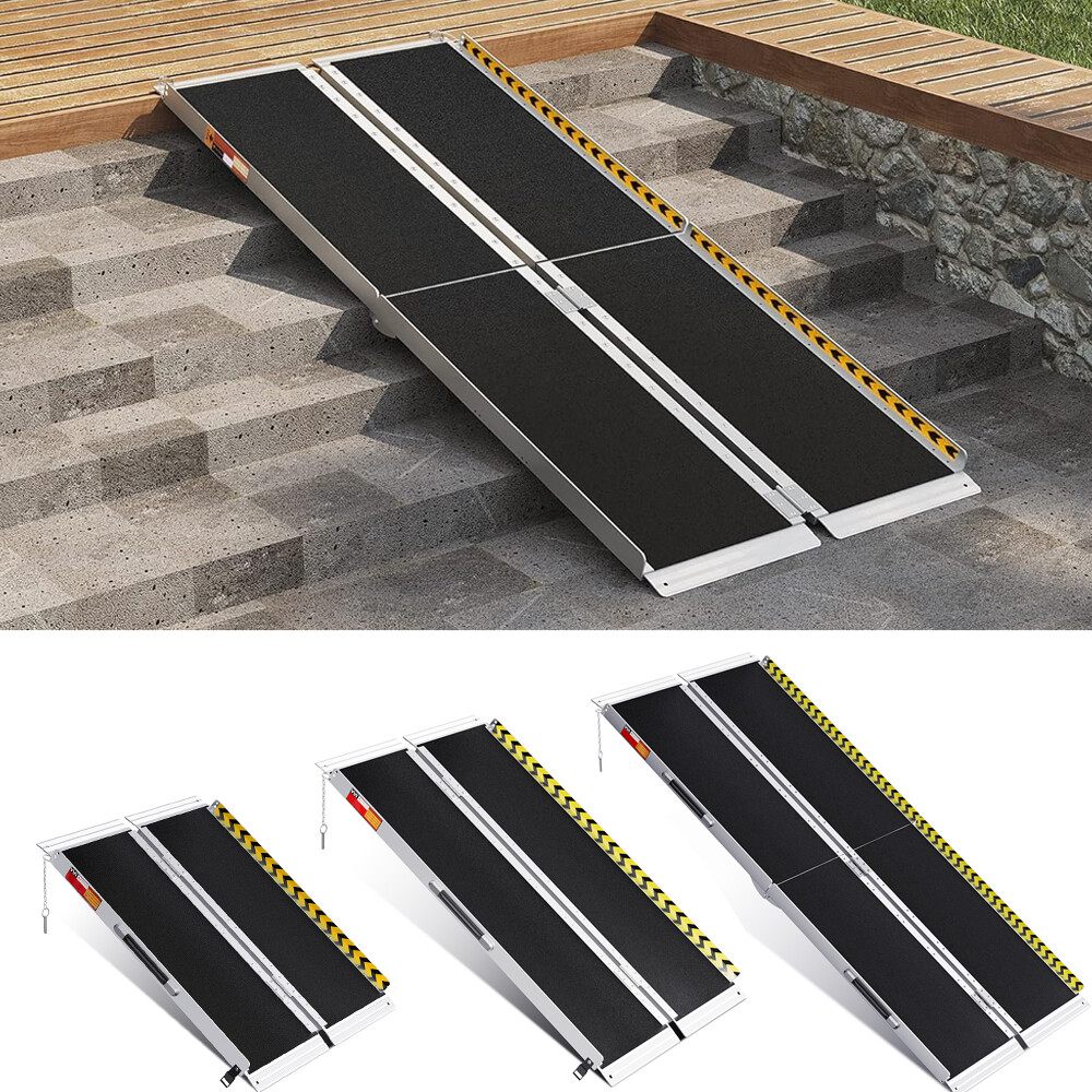 2-8ft Folding Aluminum Wheelchair Ramp Portable Mobility Scooter Non-Slip 600LB