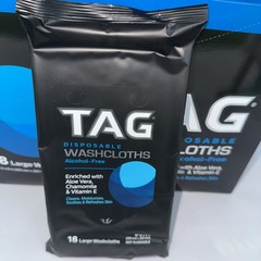 TAG 216 Disposable WASHCLOTHS(12×18) Alcohol Free W/Aloe/Vitamin E Chamomile