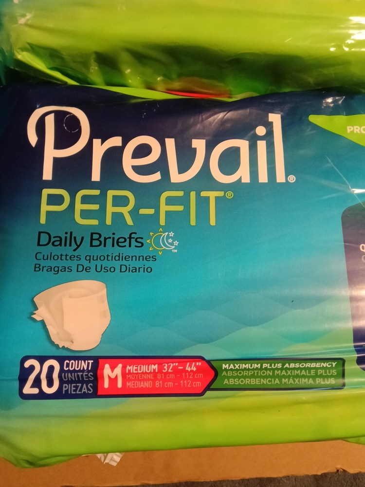 Prevail Per-Fit Daily Briefs Medium 32-44 20 Ct Lot Of 5 Maximum Absorbency