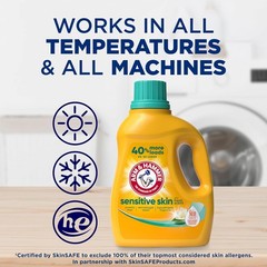 ARM & HAMMER Sensitive Skin Liquid Laundry Detergent, Fresh Scent, 105 fl oz, 10