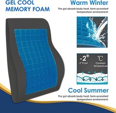 Cooling Gel Lumbar Support Pillow for Office & Car – Ergonomic Memory Foam Cu…