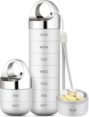 Zannaki Metal Travel Pill Organizer – Waterproof, 7-Day Pill Case