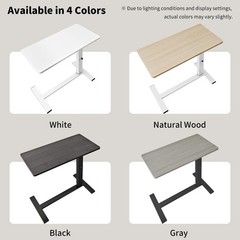 Foldable Overbed Table with Wheels Bedside Desk White
