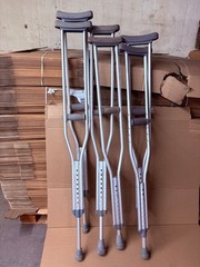 Adjustable Aluminum Standard Crutches with Handgrip, Gray , Adult