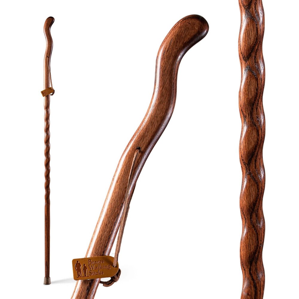 Handcrafted Wood Walking Stick, Twisted Oak, Ergonomic Style Handle, for Men …