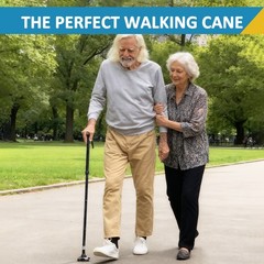 Rehand Adjustable Folding Walking Cane with T-Grip, Lightweight and Collapsible