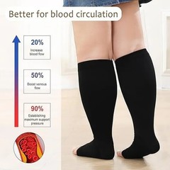 1Pair 2XL-7XL Plus Size Compression Socks Open Toe Compression Women& Men