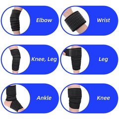 2 PCS Extra Long Elastic Knee Wrap Compression Bandage Brace , Adjustable Com…