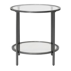 Sd Studio Designs Camber Elite Metal And Glass Round End Table 20 Inches 72055