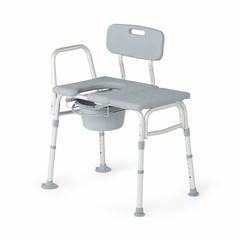 Medline Transfer Bench w/Commode Cutout & Commode Bucket 400lb Capacity