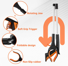 Pack 3 Pinzas Recolectoras Plegables 81cm Giro 360° Imán y Alcance, Nuevo