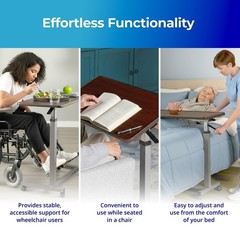Bed Table, Height Adjustable & Tilting Overbed Table, Hospital Bedside Table,…