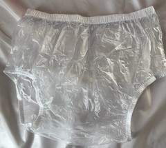 Super Soft Frosty Clear Plastic Pants Elastic Waist And Legs Size Large