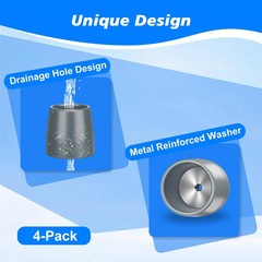 Pack of 4 Walker Tips 1 1/8in Rubber Non-Slip Replacement Feet w/ Metal Washer