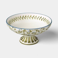 10" Floral Painted Ceramic Footed Bowl Blue/Green – Threshold