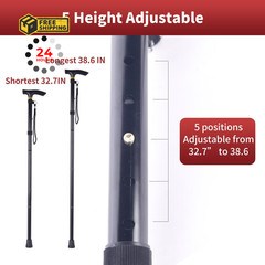 Folding Walking Cane for Seniors, 5-Level 32-37 Inches Adjustable, Black