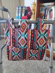 Multicolor Fabric Walker Bag with Multiple Pockets for Adults, Indoor, Outdoor.