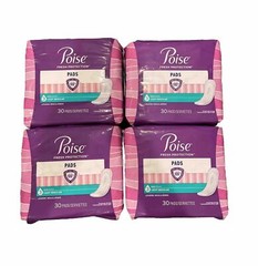 4x Poise Fresh Protection #3 Light Regular Absorbency Pads – 30 Ct Ea Pack New