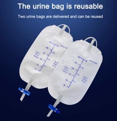 2Pcs Men Male Wearable Incontinence Pant Urinal Leg Bag Silicone Urine Collector