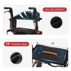 Aojin Rollator Walker for Seniors with Seat, Lightweight & Foldable, 8″ AllTe…