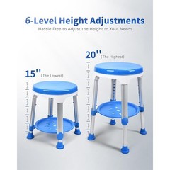 360° Rotating Shower Stool Adjustable Height Portable Bath Seat W/ Storage New