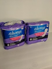2 Packages Always Discreet Ultimate Extra Long Rated 7 Incontinence Pads 52 Ct