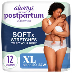 Always Discreet Postpartum Underwear Maxi Pad – XL – 12ct