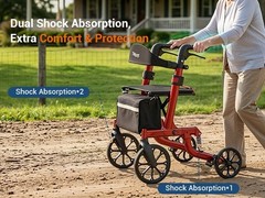 All Terrain Folding Rollator Walker for Seniors with Seat Lightweight Adjustable