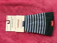 VIM & VIGR Knee High Compression Socks 15-20 mmHg Green/Blue Striped