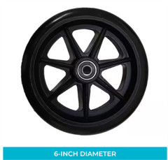 6 in. Walker Rollator Replacement Wheels Set of 2 Black Urethane Smooth Roll