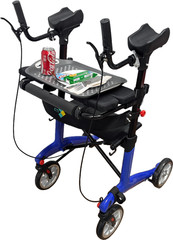 Carbon Fiber Foldable Rollator Walker Blue Color in Stock, Model Number W102