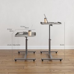 Adjustable Overbed Table with Wheels – Portable Bedside Desk for Laptop & Meals