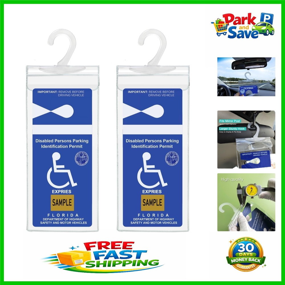 Protective Transparent Handicap Placard Holder with Large Hanger – 10.6 x 4.5 in
