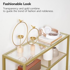 Hoobro 29.5 Narrow Console Table 3-Tier Tempered Glass Sofa Table Modern
