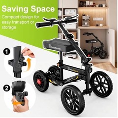 BlessReach All-Terrain 4-Wheel Knee Walker Scooter, Adjustable, 300 lb, Black