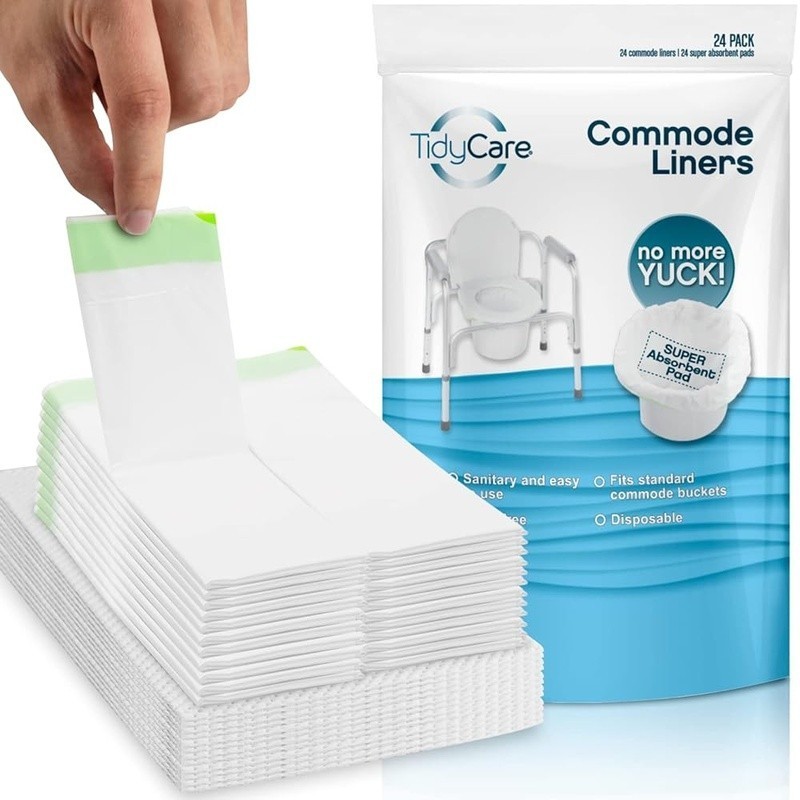 Disposable Commode Liners W/ Absorbent Pads Bedside Toilet Chair 48 Pack New