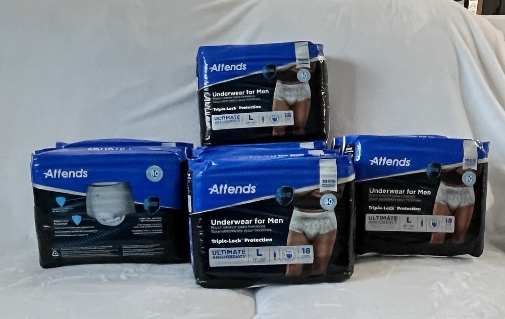 Attends Adult Incontinence Underwear Men L36”- 52”Ultimate Absorbency72 Ct Lot 4