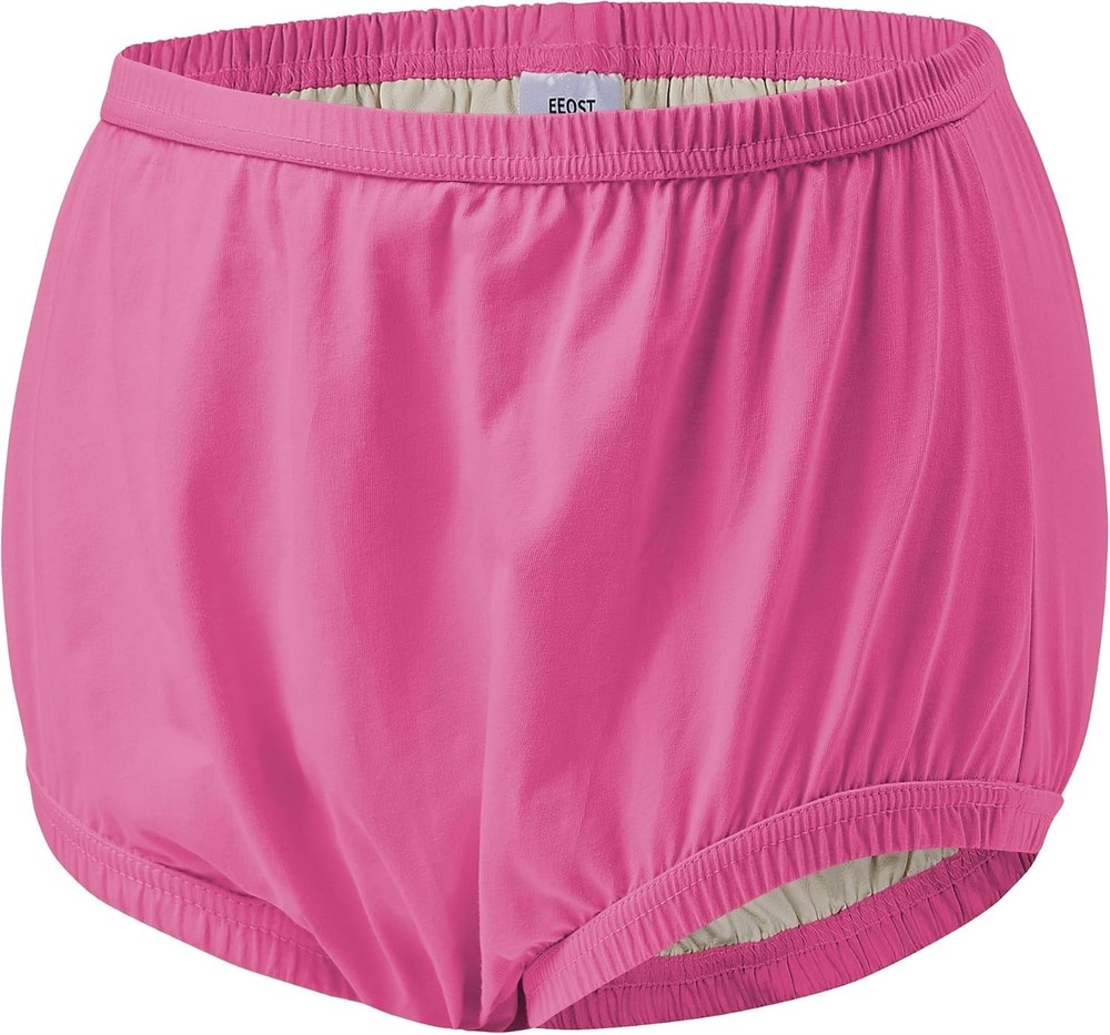 Adult Diaper Cover Plastic Pants Leakproof Reusable Waterproof Underwear Pink (L