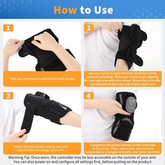 Cordless Heated Massage Elbow Brace with 3000mAh Battery – 5 Heat & 3 Vibration