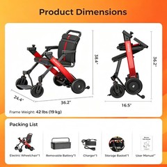 2in1 Foldable Electric Wheelchair 400W Intelligent Powerchair Rollator 300lbs