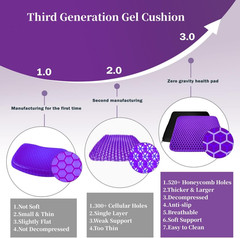 Gel Seat Cushion for Long Sitting, Double Thick Office Desk Home Wheelchair Seat