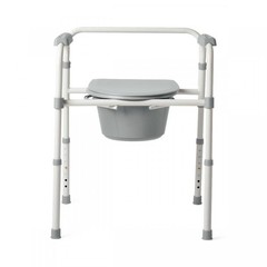 Medline 3-in-1 Folding Commode Steel 350 lb Cap Armrests/Splashguard, 1 Ct