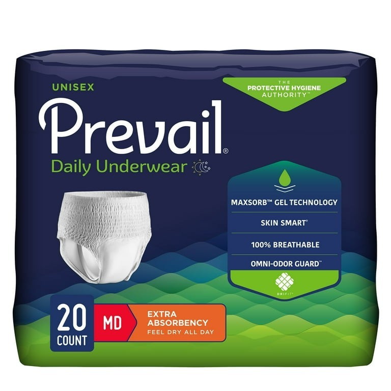 Prevail Per-Fit Adult Unisex Daily Underwear/Diapers, Medium, 20-Pack