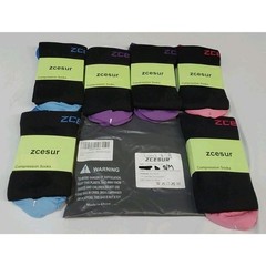 Zcesur 6 Pack S/M (2Blk/Pur+2Blk/Pink+2Blk/Blue ) Compression Socks #S8