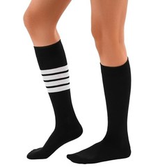 Women’s Knee High Socks Athletic Thigh High Stripe Stockings Tube 7-9 Black