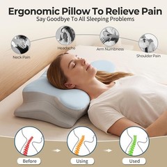 Ylekto Cervical Neck Pillow for Pain Relief – Ergonomic Memory Foam