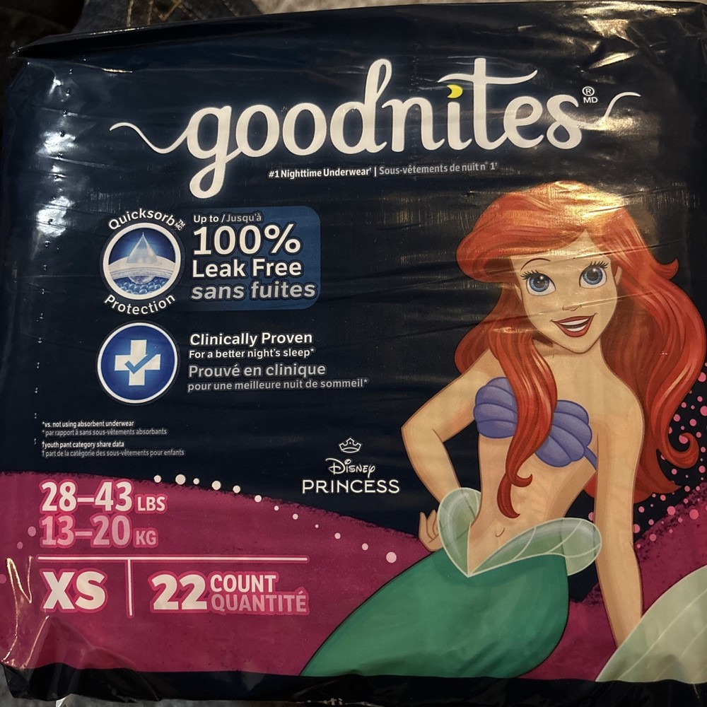 22 Count Goodnites Girls XS Bedwetting Underwear